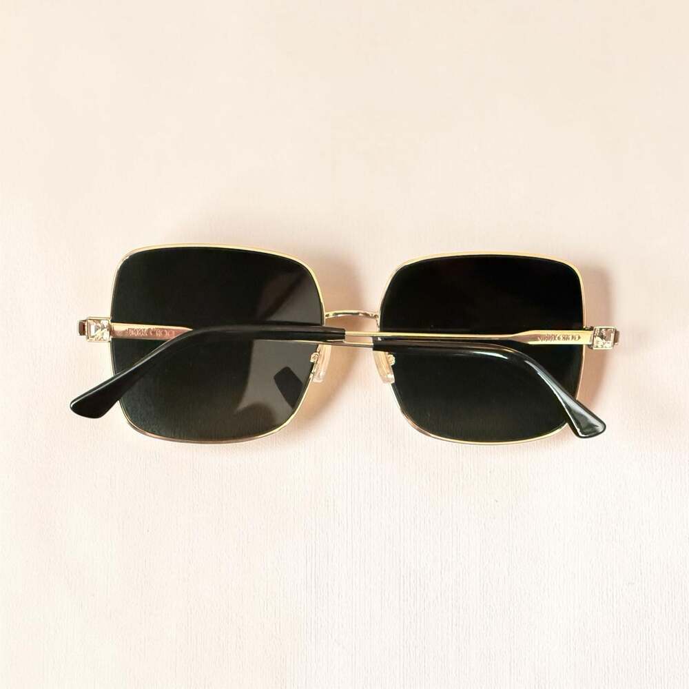 Jimmy Choo LILI/S Sunglasses Black Gold Square Frame Grey Lens With Case NWOT - Picture 8 of 8